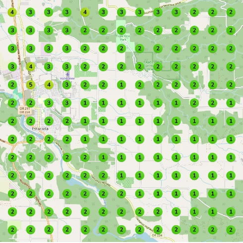 After: home remodeler ranking in the top 3 across most of the scan grid